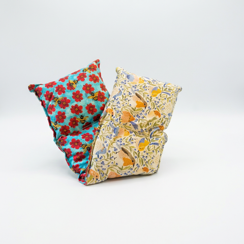 Birds and Poppies heat pack folded to show both patterns