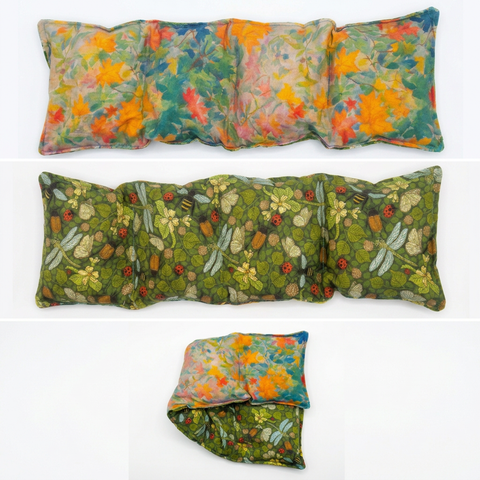 Autumn Forest heat pack, both sides and folded view
